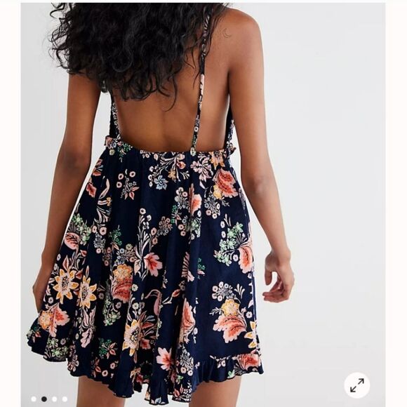 NWOT Free People Cord Looking Glass Mini in Navy/Floral - Picture 3 of 15